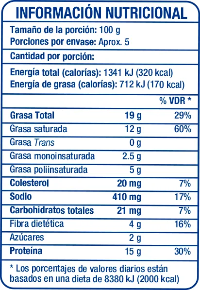 Camarones Apanados con Coco 1lb - información nutricional