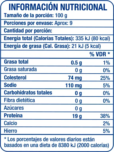 Filete de Tilapia 2lb - información nutricional