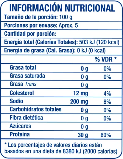 Filete de Atún 1lb - información nutricional