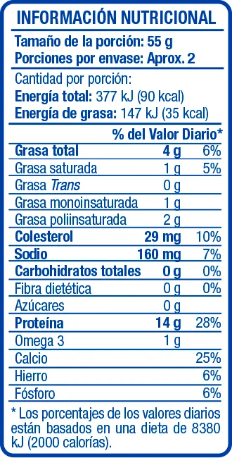 Sardinas en Aceite de girasol 156 g - información nutricional