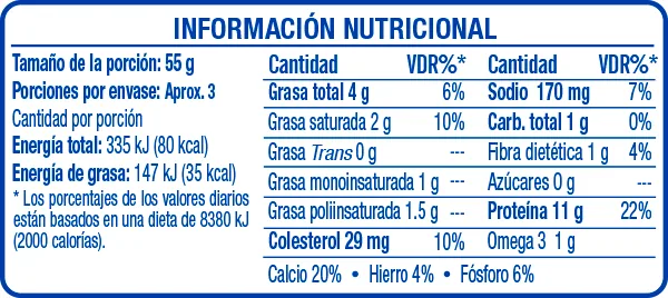 Sardinas en Salsa de Tomate 3Pack 170g - información nutricional