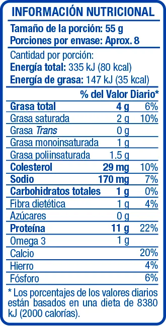 Sardinas en Salsa de Tomate 425g - información nutricional